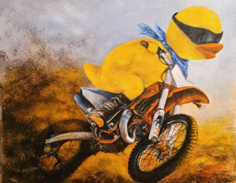 Racing duck, &ouml;l auf lw, 30x40 cm, 2026